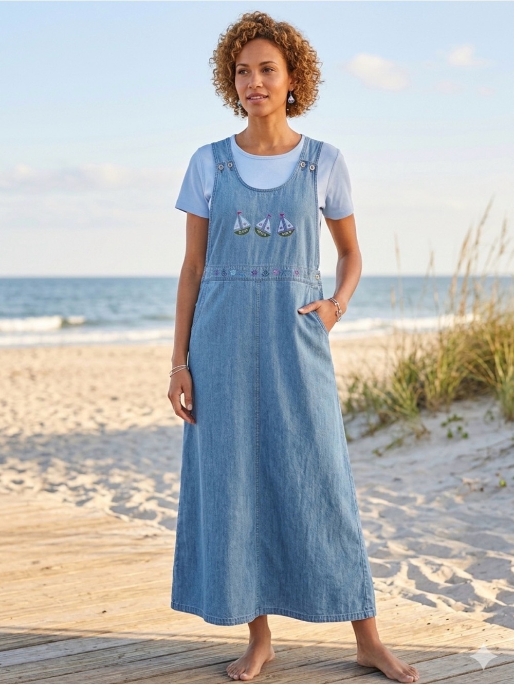 Outfit Bundle! Christopher & Banks denim jumper dress and Covington t-sh…